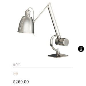 LLOYD Polished Chrome Articulating Desk Lamp
